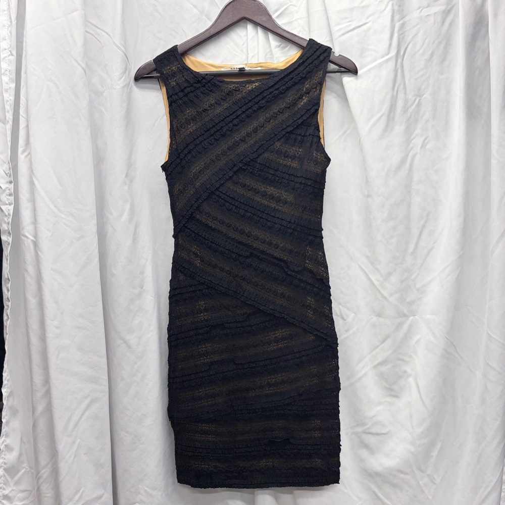 Max Studio Black and Tan/Nude Mini Dress